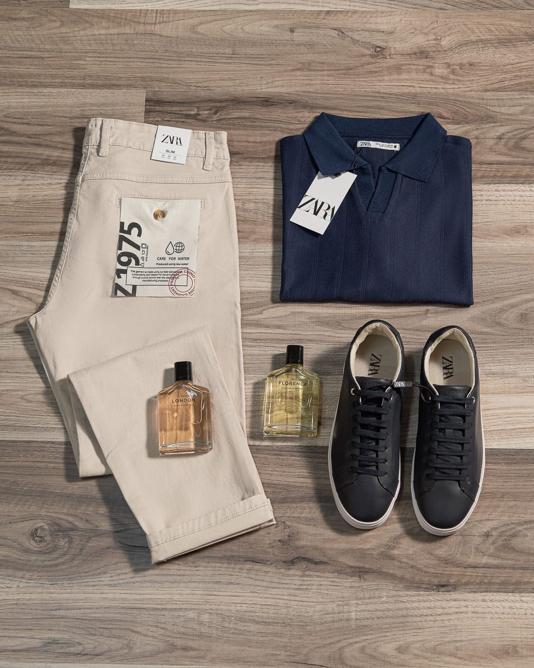Polo Navy + Chino Beige