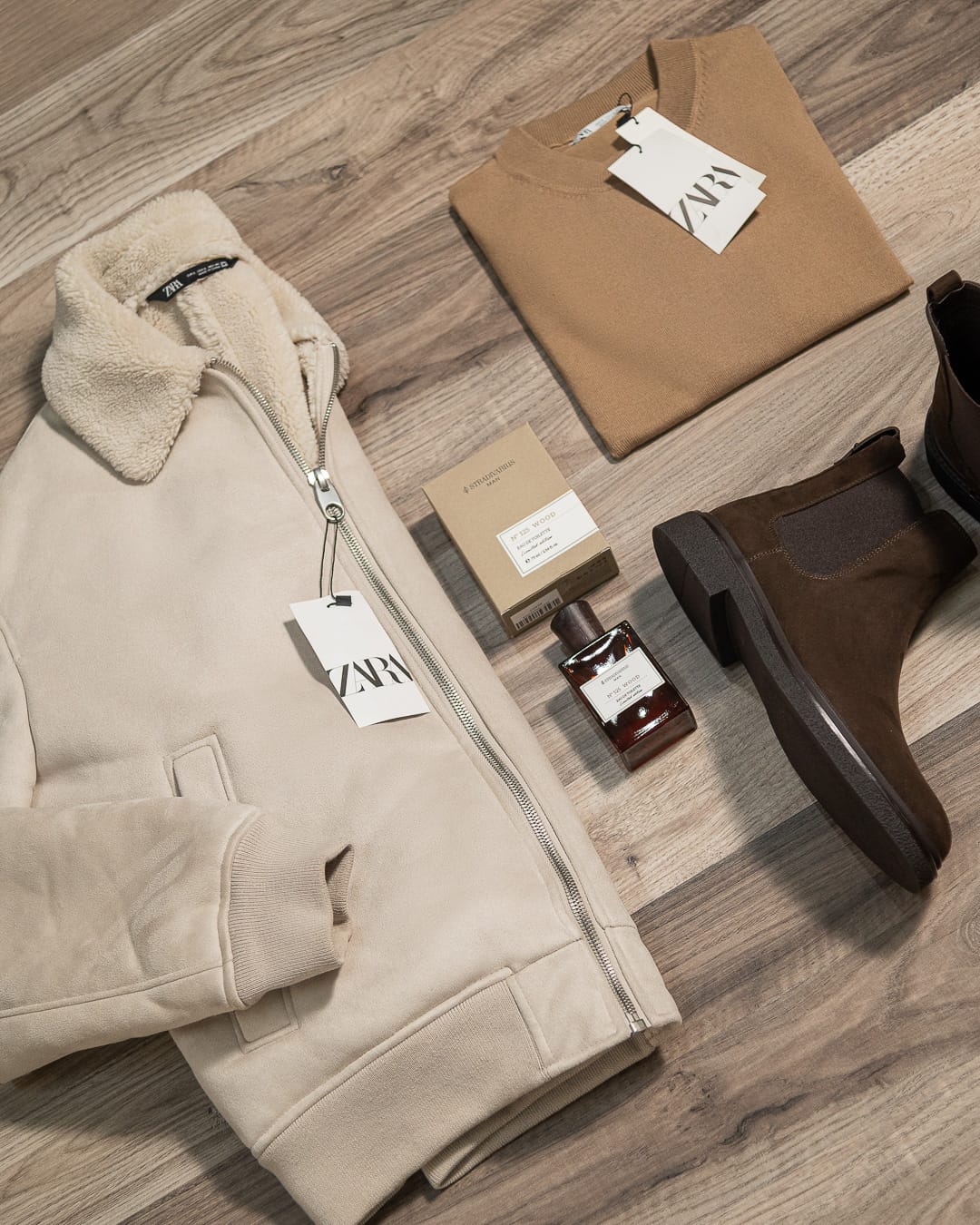 Sherpa Beige + Camel Knit