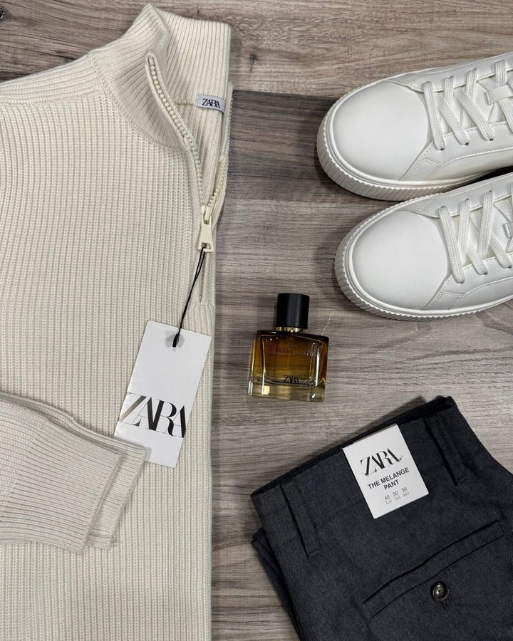 Knit Cream + Dark Melange